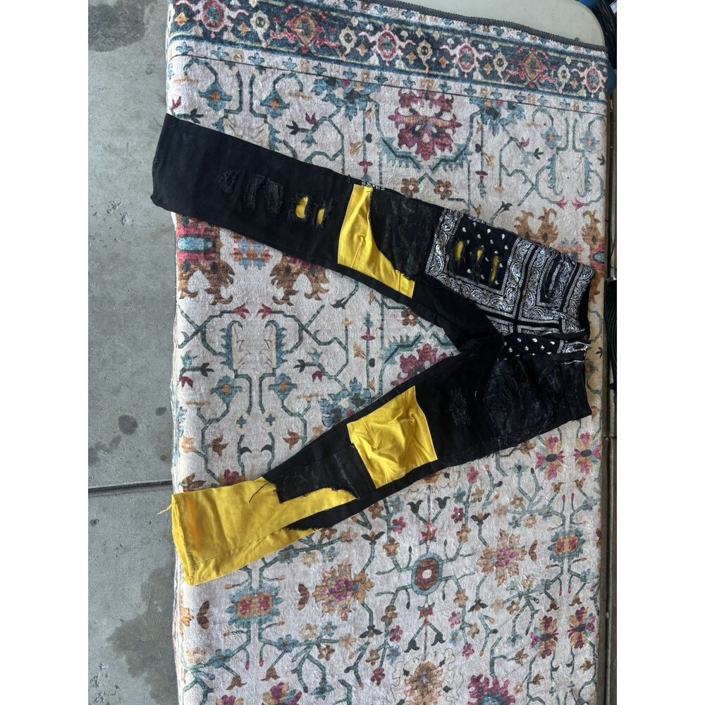 Jordan Craig Kids 7 Legacy Represent Patchwork Jeans Black Yellow